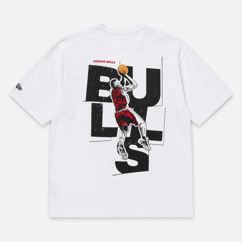 T-shirt Chicago Bulls — New Era NBA Player Graphic Oversized, Blanc