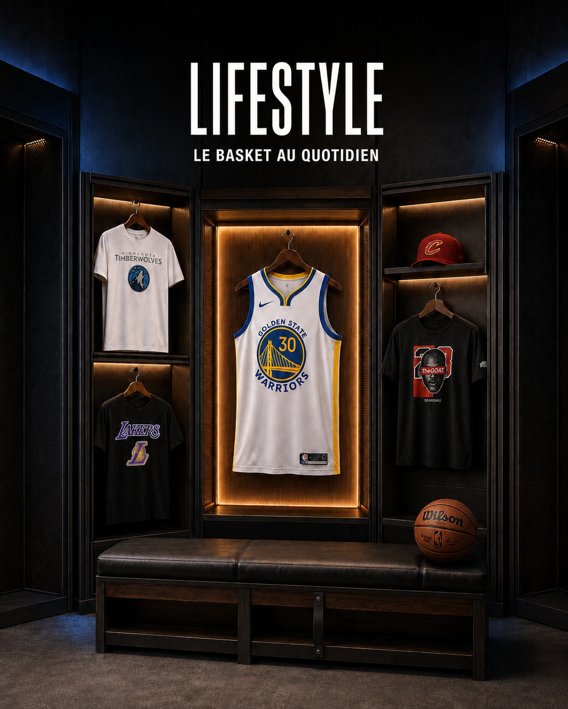 Lifestyle HoopAddict : dressing basket avec maillot Warriors, t-shirts NBA et casquette